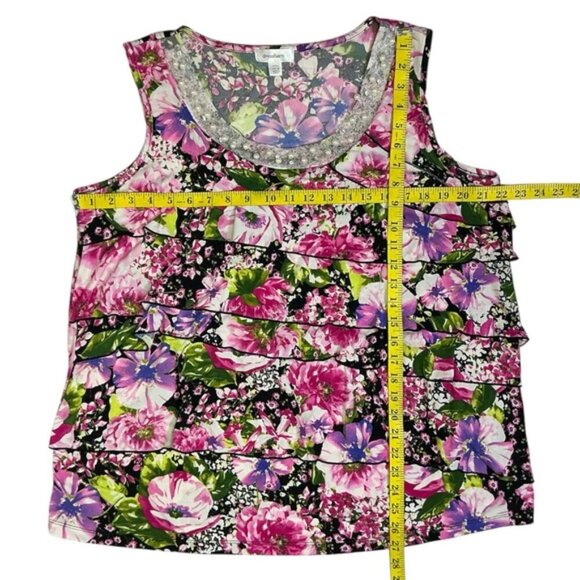 Dress Barn Cascade Ruffle Embellished Sleeveless Top Pink Purple Plus 14/16 - Picture 5 of 16